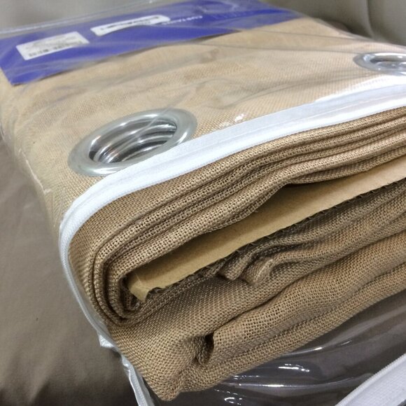 2 Miulee Curtain Panels Linen Blend Tan Grommet Top 52 x 84 NEW - Picture 4 of 5